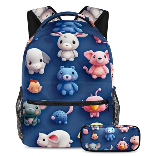 Sac à dos familial 3D et trousse pour garçons filles adolescents et étudiants