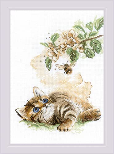 Kit broderie point de croix compté bourdon Riolis canevas fils