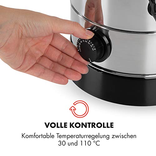 Foto von Klarstein Geysir Getränkekocher - Getränke-Spender, Getränke-Erhitzer, Glühweinkocher, 950 Watt, ca. 30 Tassen, 30-110°C, Cool-Touch, Glühwein, Tee oder Heißgetränke, Edelstahl, silber