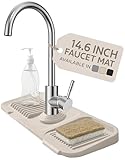 14.6” Silicone Faucet Mat For Kitchen Sink, Kitchen Sink Splash Guard Behind Faucet, Kitchen Faucet Mat For Kitchen Sink, Kitchen Sink Faucet Mat Splash Guard and Sink Water Splash Guard (Beige)