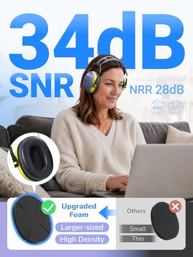 Image of Dr.meter Noise Cancelling Headphones for Kids, Ear Protection Ear Muffs, Autism Sensory Noise Reduction, NRR28dB Hearing Protection Earmuffs for Adults Range, Mowing, Woodworking, Concerts Fireworks