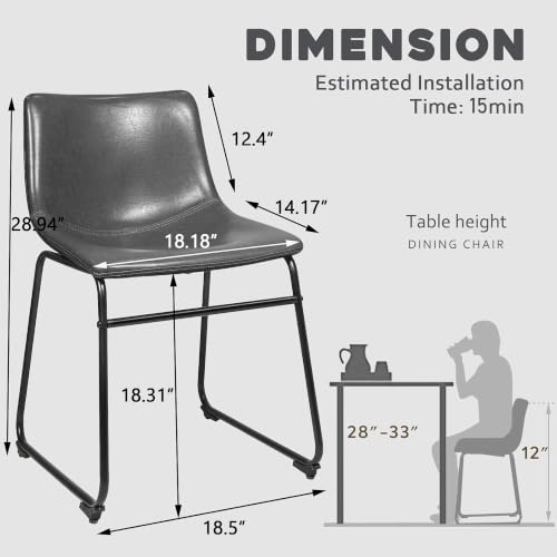 Image of Waleaf Dining Chairs Set of 2, 18 inch Faux Leather Counter Height Bar Stools