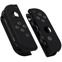 eXtremeRate Soft Touch Grip Black Joy con Handheld Controller Housing with Full Set Buttons, DIY Replacement Shell Case for Nintendo Switch Joycon & Switch OLED Joy con &ndash; Console Shell NOT Included