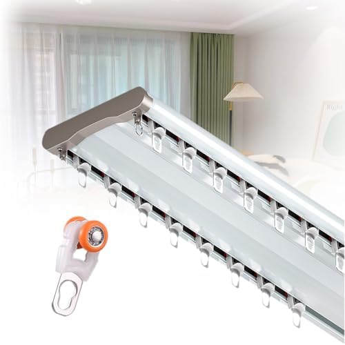 Double Curtain Rod - Ceiling Mount Sliding System for Living Room, Bathroom, Bedroom, Room Divider - Easy to Install, Durable, Versatile, Perfect for Any Decor