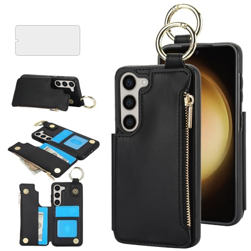 Coque Samsung Galaxy S23 5G antichoc portefeuille RFID et verre trempé