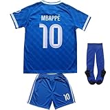 LULIDI Youth Sportswear Mbappe #10 2025/2026 Kids Third Soccer Jersey/Shorts Football Socks Set (Blue,28)