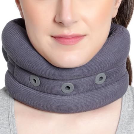 ORANCLE CARE™ Premium Cervical Collar with Chin Support |Neck Brace for Comfort Pain Relieves | Neck Support Belt for Men And Women. (L, Grey)