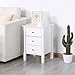 YAHEETECH Nightstand with 3 Drawers, Bedroom Side Storage Cabinet Wooden End Table Accent Table Solid Pine Wood Legs, Set of 2, White