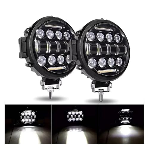Luces Circulación Diurna Barra Luz LED Obra Para Coche 7 Pulgadas Lámpara Conducción Para Jeep Todoterreno Barco Tractor Camión 4x4 SUV UTV ATV Foco Led Antiniebla Juego Reparación Faro(2 pcs)