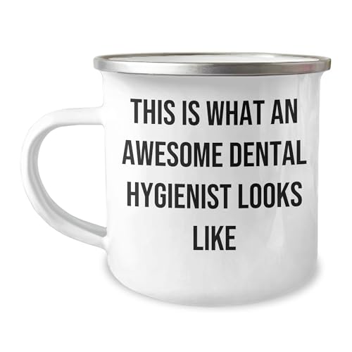 Inspirational Dental Hygienist Gifts - This Is What An Awesome Dental Hygienist Looks Like Enamel Camping Mug for Christmas - Gifts from Friends to Loved Ones