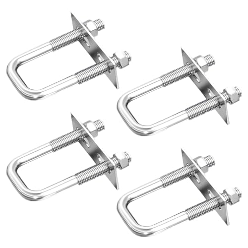 Lot de 4 vis à étrier en U avec filetage M8 50 x 80 mm en acier inoxydable avec écrous, plaques de cadre, boulons en U, boulons d'étrier pour tuyau,...