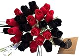 The Original Wooden Rose Black and Red Wooden Rose Bouquet (2 Dozen)