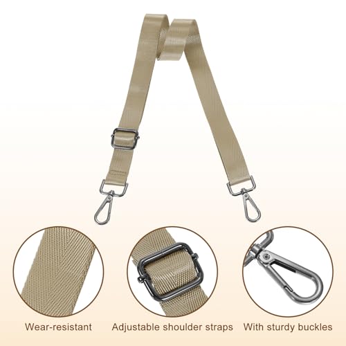 Image of uxcell Wide Shoulder Strap, 2.5cm Adjustable Purse Strap Replacement Crossbody Strap for Shoulder Bag Handbag, Khaki, Black Pull Core Buckle