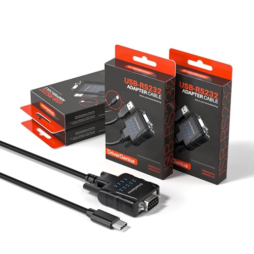 DriverGenius SerialPulseX | 1-Port USB-C auf RS232 (DB9) Adapter – Für SPS-Programmierung, Robotersteuerung, Datenerfassung, Embedded-Systeme | Kompatibel mit Windows 11, macOS 15【4 Stück/Verpackung】