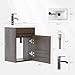 wonline 16” Bathroom Vanity Sink Combo for Small Space Wall Mounted Cabinet Set Design White Resin Basin Sink Top Chrome Faucet Wood Color