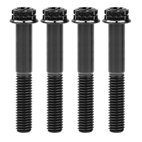 Image of Titanium Flange 12 Point Head M8 x15 20 25 30 35 40 45 50 55 60 65mm Screw Bolt Pack of 4 (M8x45mm, Black)