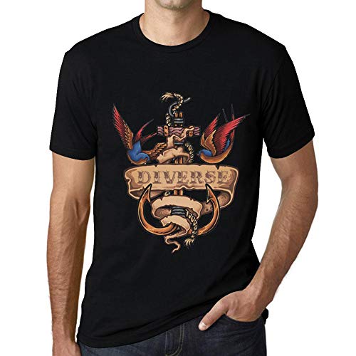 T-Shirt Anchor Tattoo Homme Noir Profond L en Coton Éco-Responsable