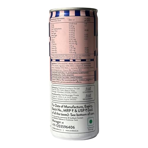 Image of Carakara Focus Forward | Yerba Mate Natural Caffeine + L-Theanine Drink | Focus, Energy & Mental Clarity | Zero Sugar | Watermelon + Yuzu Lemon | 250ml x 6