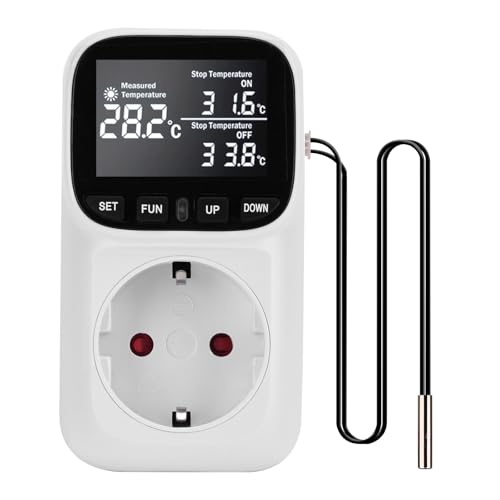 Enchufe controlador de temperatura digital 230V con sensor interruptor de temperatura de enfriamiento de calefacción interruptor de temperatura del enchufe del