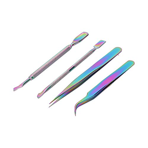 Nagel Nagelhautschieber Pinzette Set Maniküre Nagelhautschieber Nail Art Dead Skin Remover Edelstahl Maniküre Kit für… – Bild 3