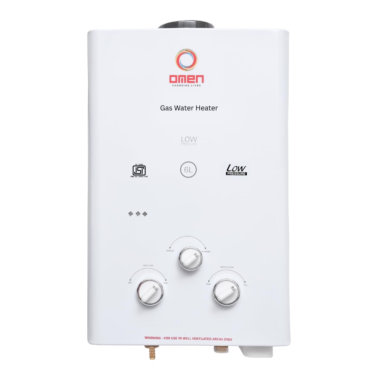 Omen Changing lives Elegant 6L Instant Gas Water Geyser | Rust Resistant Outer body | Low Pressure | Flame Failure Device | Compact & Efficient | Auto Cut Off | ISI Certified | 2 Year Warranty-image-43
