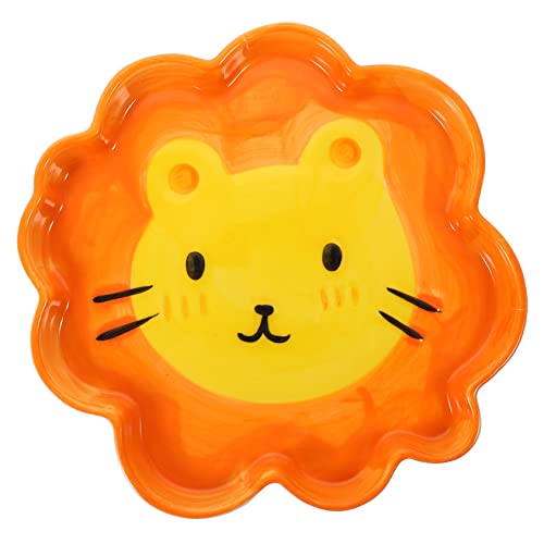 Cabilock Boys and Girls's Cartoon Lion Shape Dish Set Ceramic Salad Plate for Breakfast Safe for Children for Daily Meals Parties