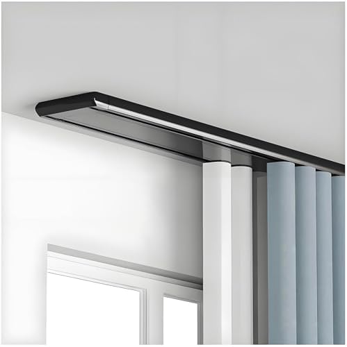 Heavy-Duty 5.9m Aluminum Curtain Track System - Silent Double Drapes Rail for Living Room & Bedroom, Adjustable Ceiling Mount Rods, Grey Room Divider, Easy Installation