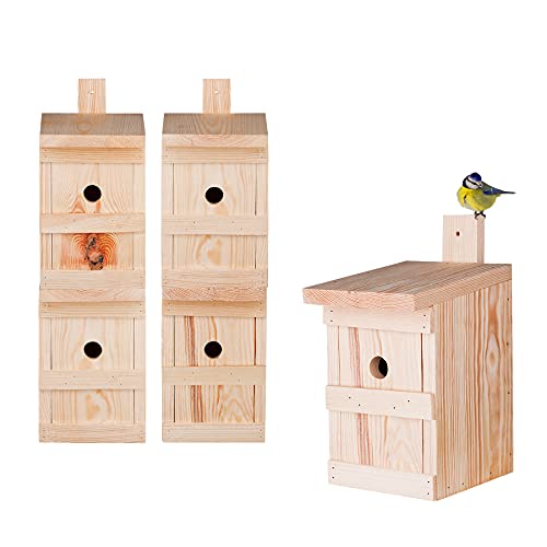 BigDean 5X Nistkasten für Meisen & Kleinvögel - Vogelhaus aus Massivholz - 27x17x17cm - Brutkasten handgemacht in Europa… – Bild 7