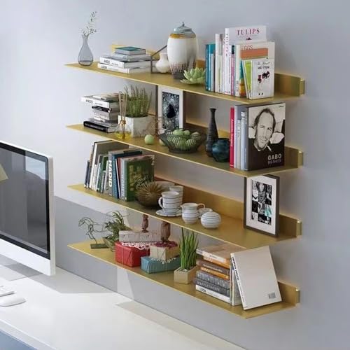 Étagère à livres flottante en métal avec LED intégrée pour salon moderne