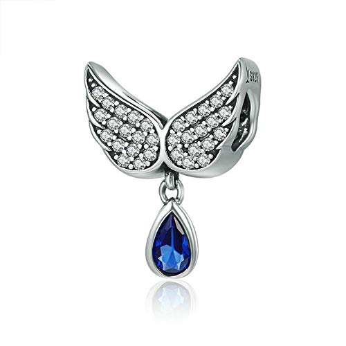 Junyi Jewelry Angel Wing Charm 925 Sterling Silver Feather Charm Mug Charm Love Charm Home Charm Anniversary Charm for Pandora Charm Bracelet (Angel Wing)