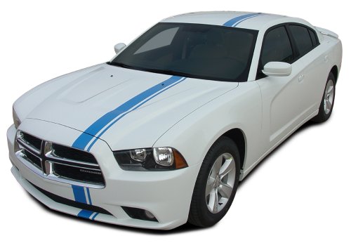 MoProAuto Pro Design Series E-Rally : 2011-2014 Dodge Charger E-Rally Euro Style Offset Bumper to Bumper Vinyl Graphic Decal Stripes (Fits SE SXT RT HEMI All Models) (Color-3M 04 Red)