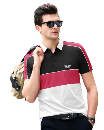 Image of Noble Monk Men's Cotton Blend Striped Regular Fit Polo Shirt