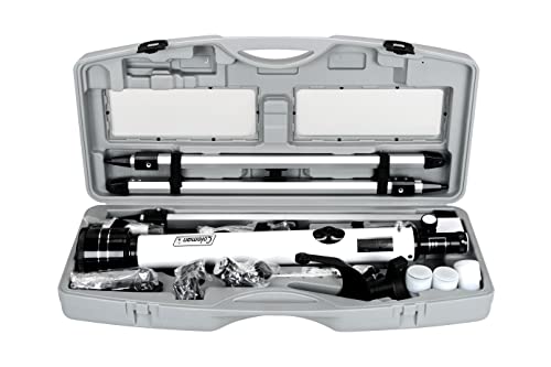 Image of Coleman 700mm x 60mm Refractor Telescope (35x-525x) Kit with Heavy-Duty Carrying Case - Elegant White