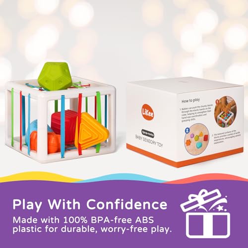 Image of LiKee Montessori Toys for 1 Year Old Multi Sensory Shapes, Toddler Developmental Learning Birthday Gifts, Baby Toys 12+ Months (Activity Cube)