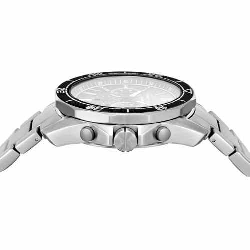 Image of Armani Exchange Silver Tone Watch for Men, Quartz Chronograph Movement and 44mm Case Size with Stainless Steel Strap