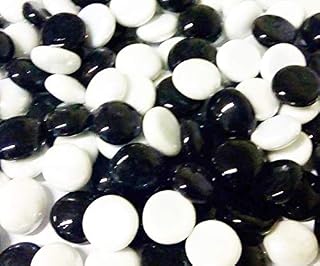 200 Glass Pebbles Nuggets Beads Stones Mosaic Black and White Mix