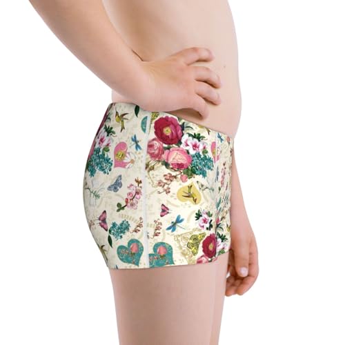 Boys' Cotton Boxer Brief Soft Underwear-Bird Butterfly Rose2