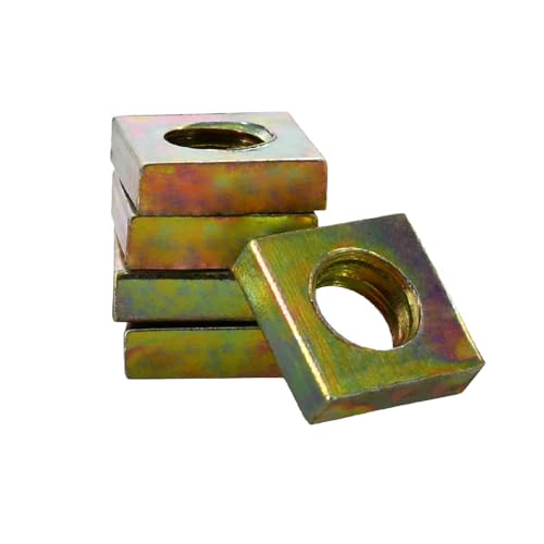M6 Vierkantmuttern, 10 mm x 3 mm, Innengewinde, verzinkt, metrisches Grobgewinde, Muttern, Sortiment-Set für Automobilherstellung, Elektro-Heim-Hardware-Zubehör, 100 Stück