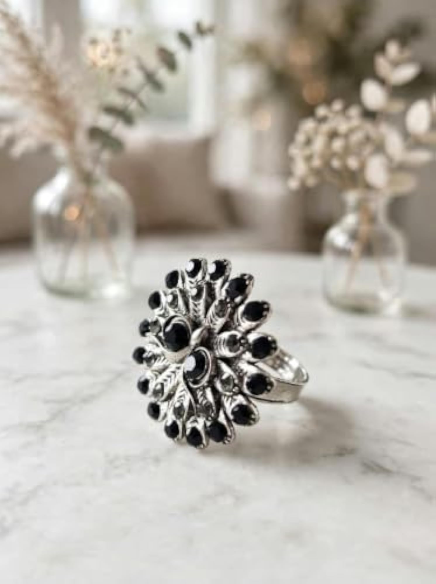 Men's Black Stone Ring, Bold Statement Jewellery