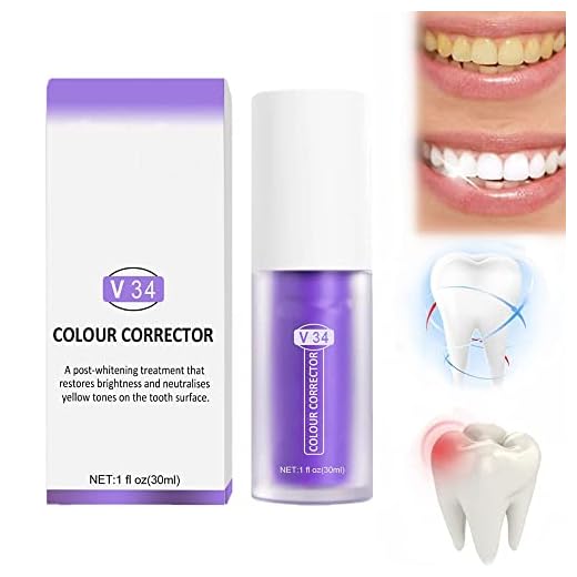 V 34 Color Corrector Tandkräm,Intensiv fläckborttagning Whitening Tandkräm,Tandrengöring Tandkräm Tandblekning Emaljvård Tandkräm (Lila)