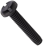 Nylon 6/6 Pan Head Machine Screw, Black, Slotted Drive, #4-40 Thread Size, 1
