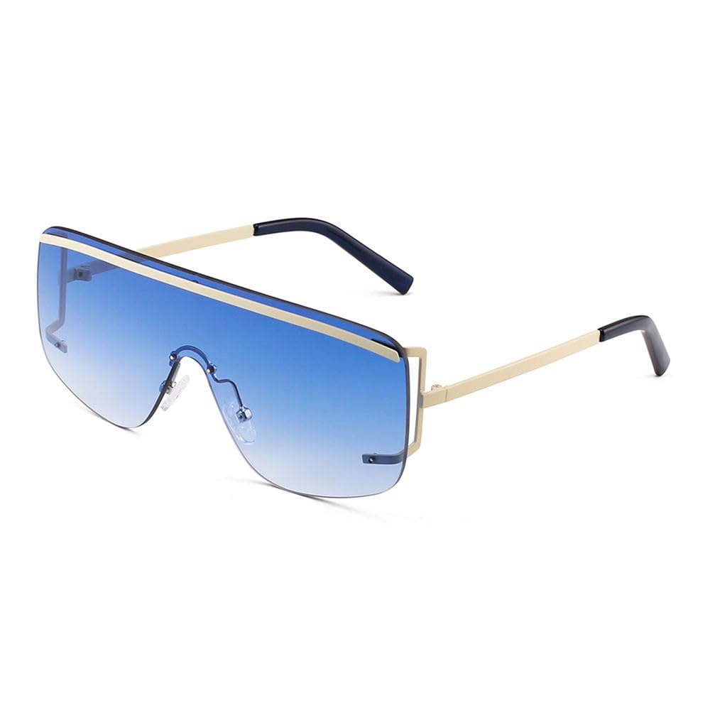 Gafas de sol unisex tipo pantalla, lentes extragrandes, sin montura, color negro.