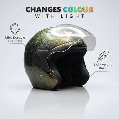 Image of Cortex TRIGER Half Face Helmet Glossy Finish with Scratch Resistant Polycarbonate Visor, Hard ABS Shell Helmet for Men and Women | Clear Visor, Lightweight