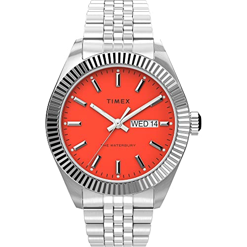 Timex Waterbury Legacy Day-Date 41mm – TW2V17900VQ (Silver-Tone/Orange)
