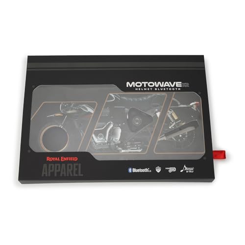 Image of Royal Enfield Motowave X2 Helmet Bluetooth |with Bluetooth 5.3 | Enhanced Noise Filtering |Voice-Audio tech | 16+ Hours Playback Time | IP67 Waterproof Protection | Black One Size