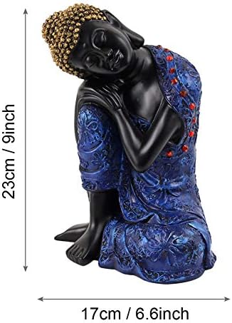 TIED RIBBONS Sitting Buddha Statue for Home Decor Entrance Garden Feng Shui Buddha Figurine Ornament Resin Small Zen Buddha Resting - Christmas Decorations for House