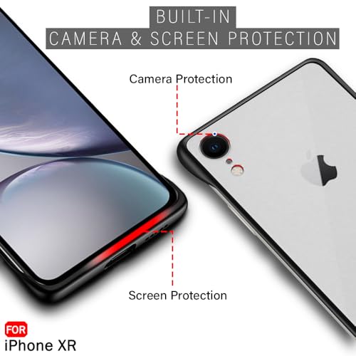 Image of TheGiftKart Hybrid Ultimate Slim Back Case Cover for iPhone XR | Camera & Screen Protection | Frosted Matte Translucent Hard Back Case Cover for iPhone XR (PC & TPU, Black Bumper)