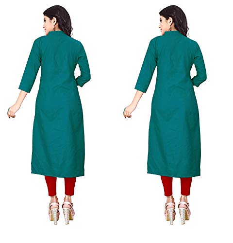 Image of NATEK Women's Cotton Straight Plain Kurtis Combo Pack of 2
