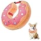 LittleBean Aufblasbare Halskrause Hund Katze Schutzkragen Krägen für Haustiere Hundekragen Leckschutz für Genesung nach Operationen oder Wunden (Rosa Donuts, [Neck: 9.5-11.5] M)