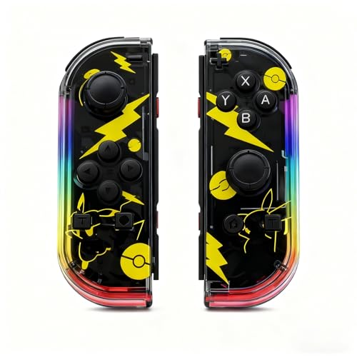 Switch Controller Compatible with Switch/OLED/Lite, Switch Joypad Replacement Controller with RGB, Left and Right Wireless Switch Handheld Controller (Yellow)